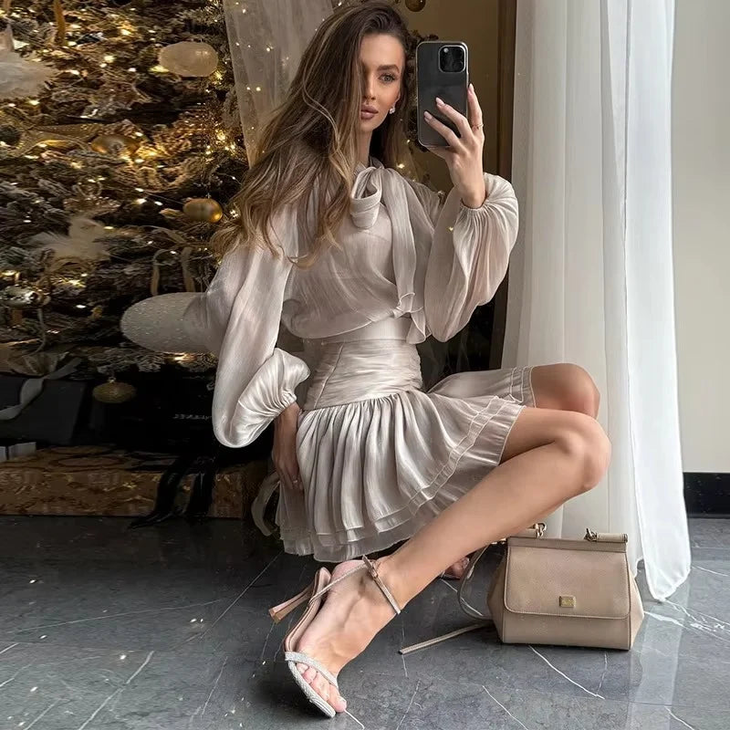 Ruffle cord mini dress