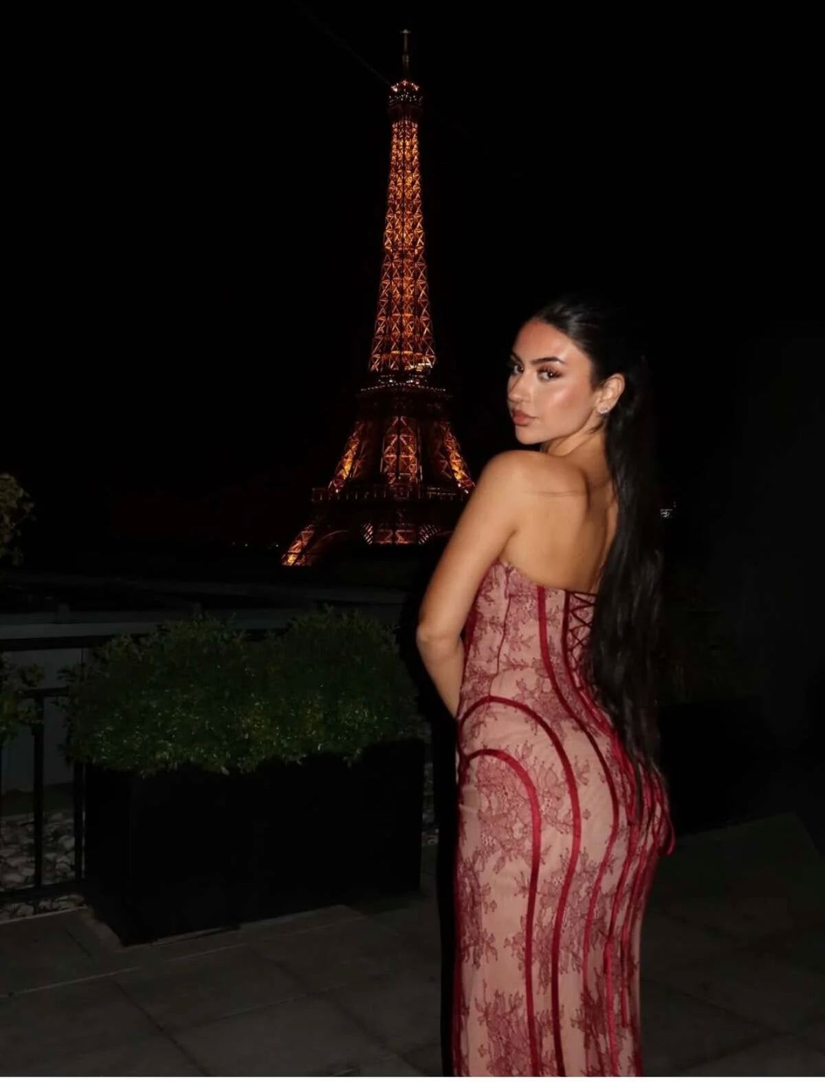 strapless lace corset maxi and mini dress
