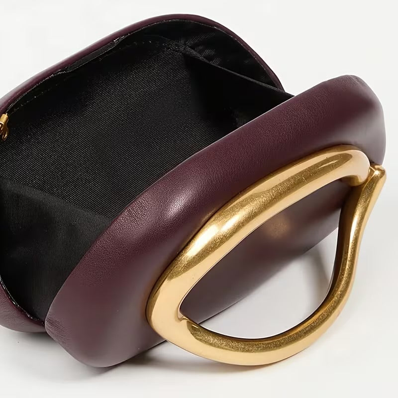 burgundy faux-leather evening clutch bag