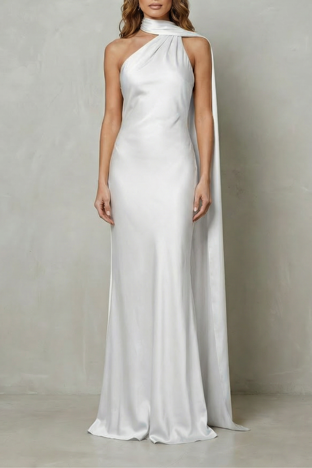 Satin one shoulder long dress