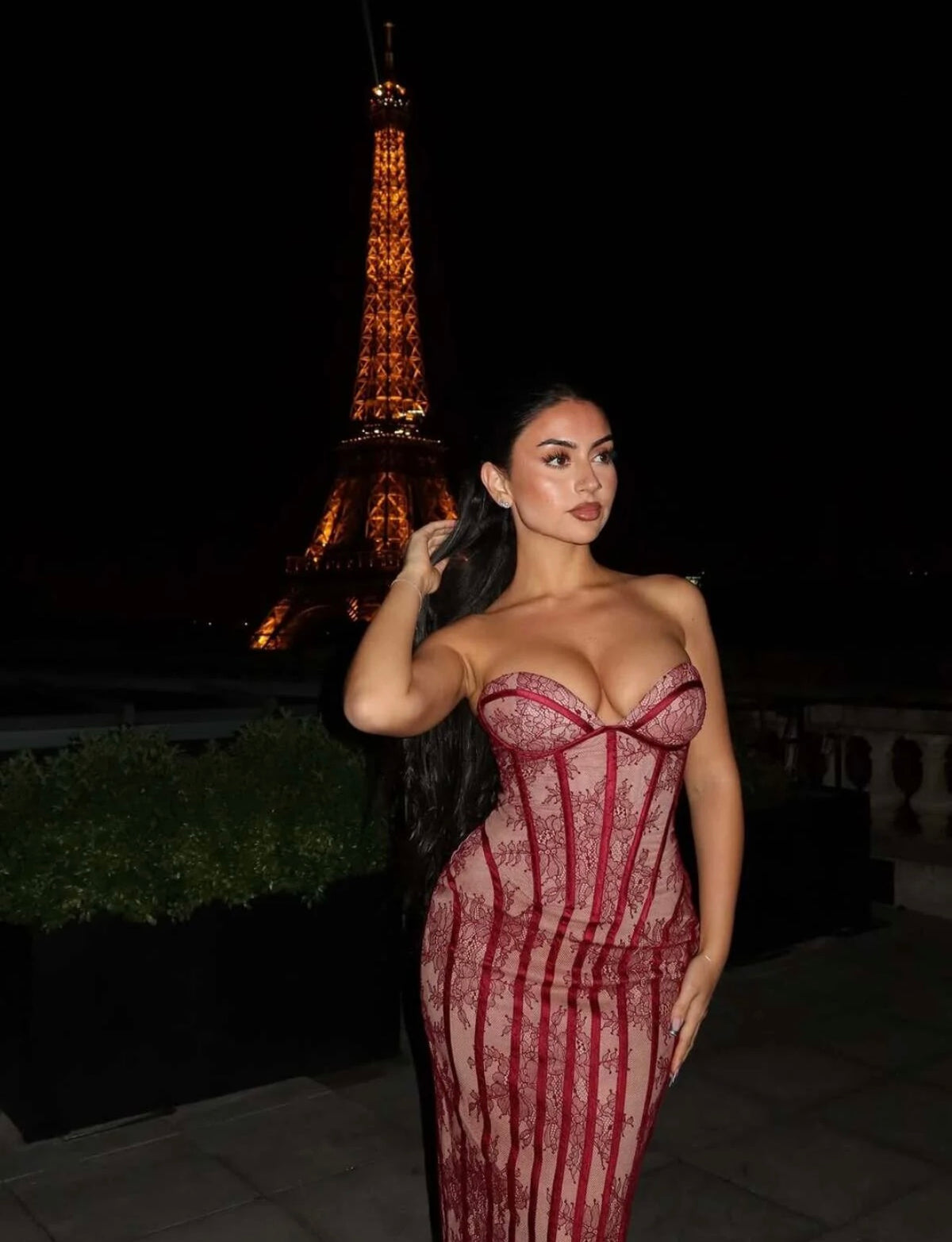 strapless lace corset maxi and mini dress