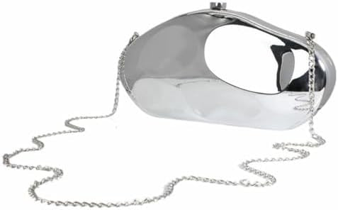 Shiny silver sculptural clutch bag