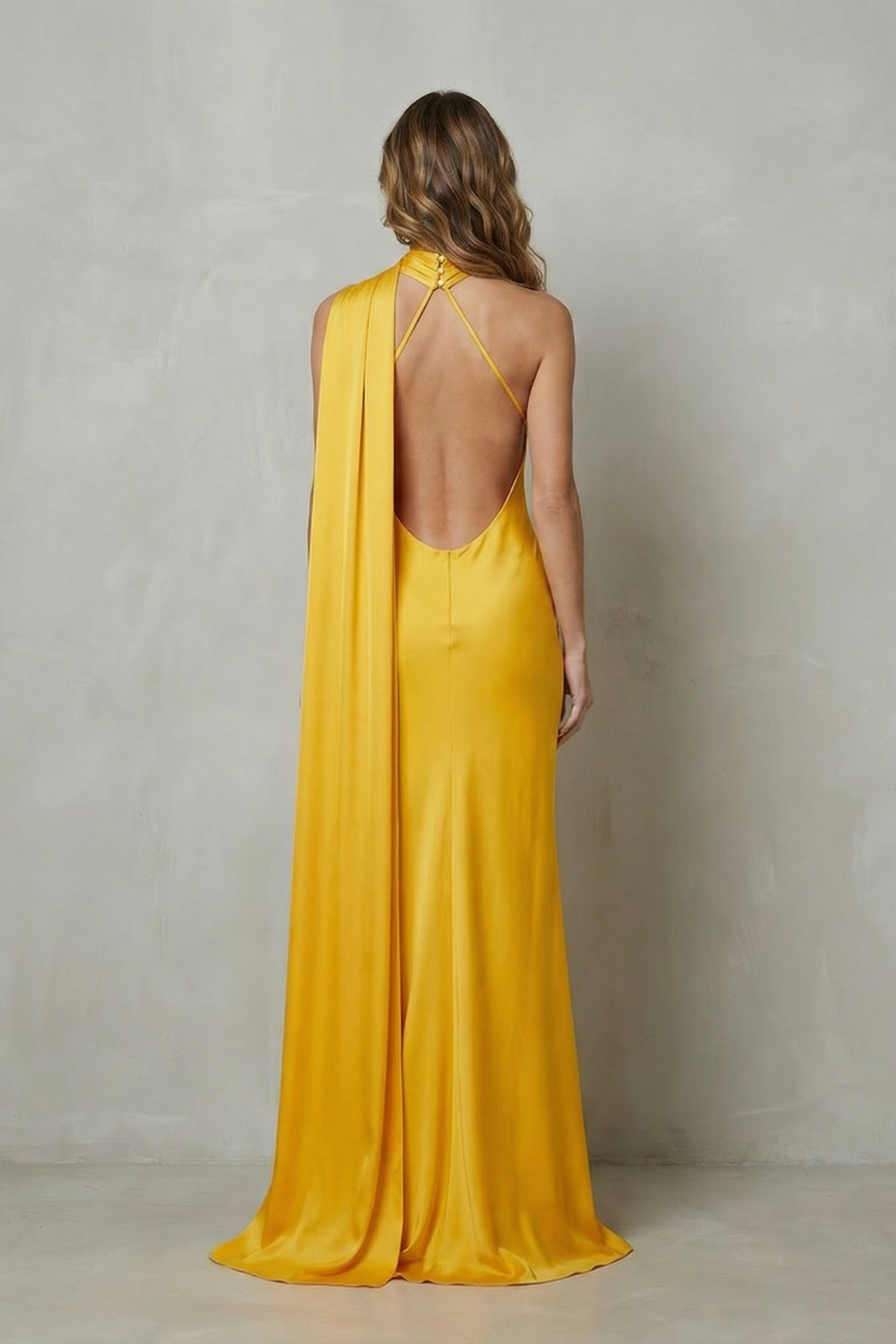 Satin one shoulder long dress