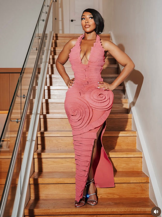 Rose Haze Bandage Maxi Dress