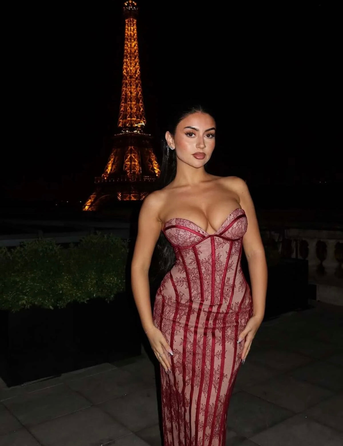 strapless lace corset maxi and mini dress