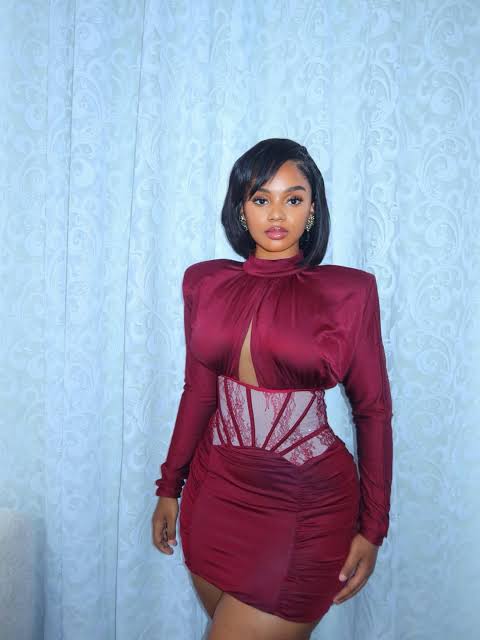 Burgundy satin mini dress