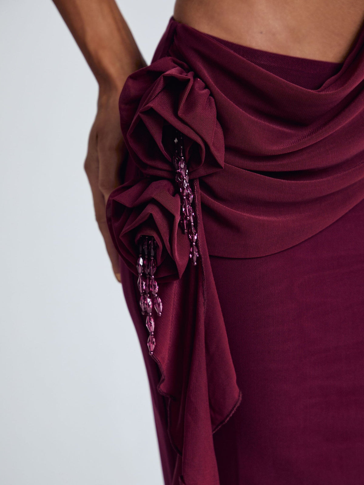 Raer long dress in burgundy