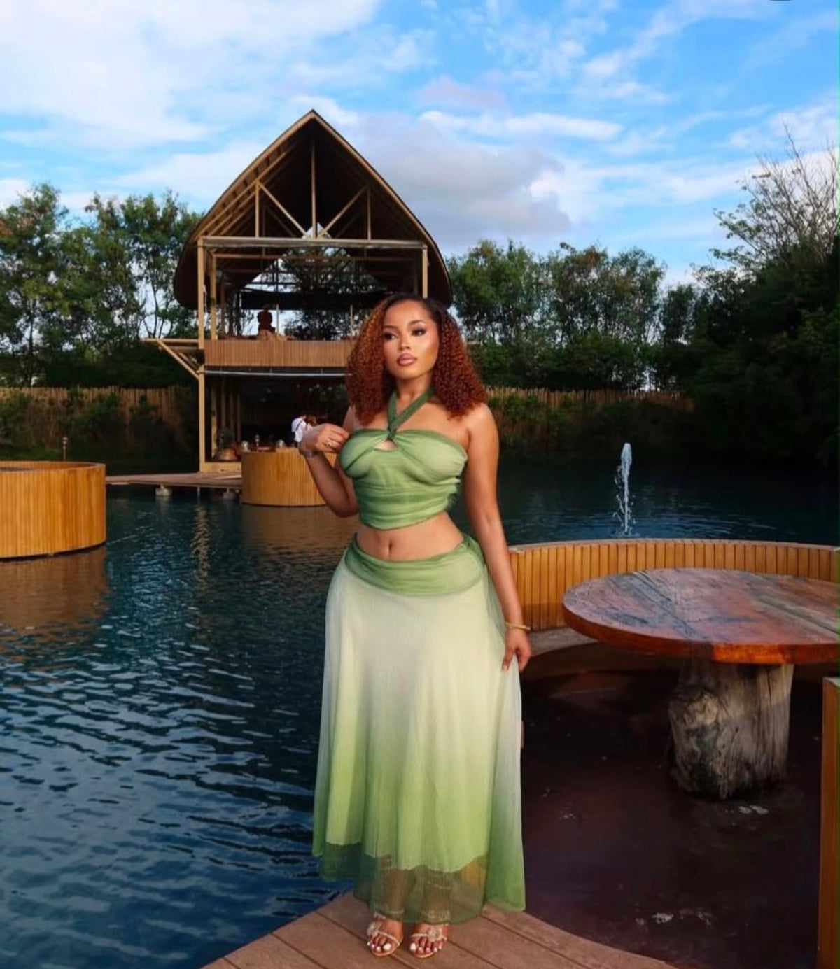 Green ombre two piece sets