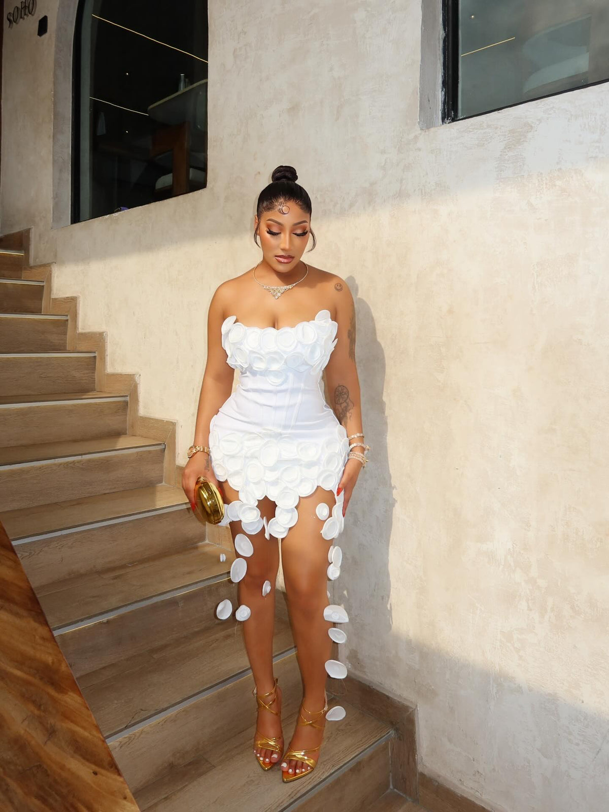 Strapless corset mini dress