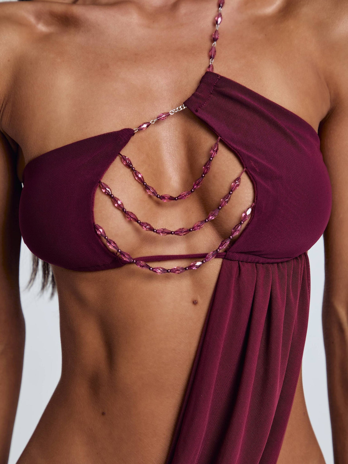 Raer long dress in burgundy
