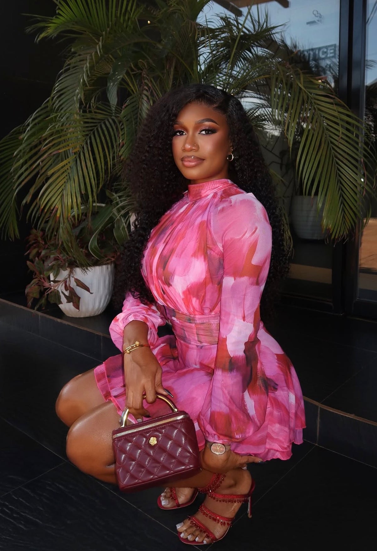 Summer pink mini dress