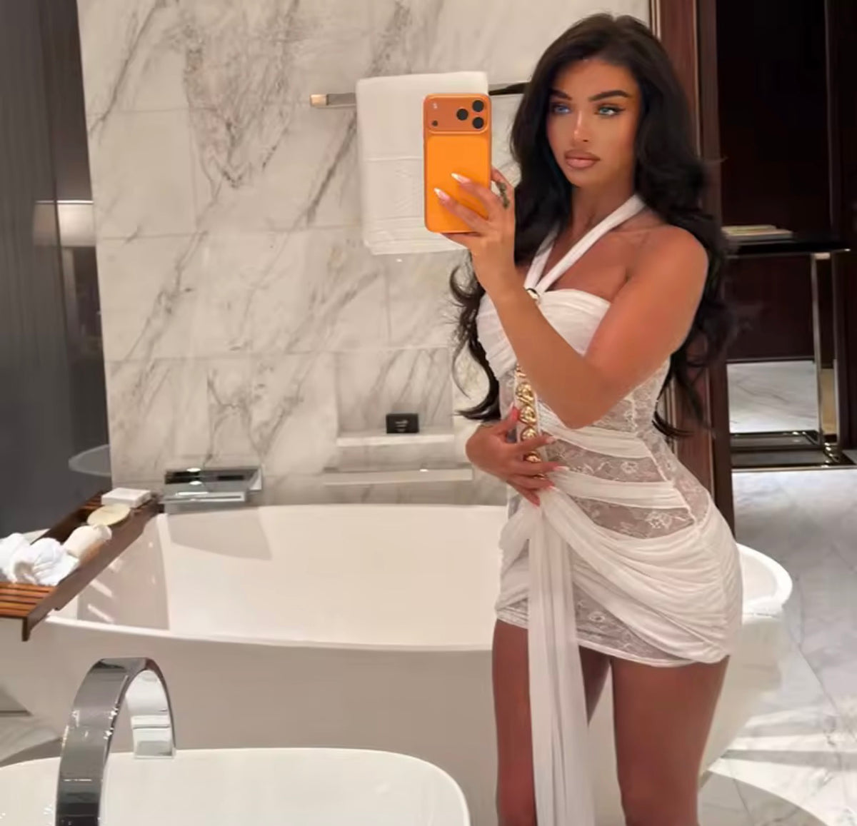 Puss mesh mini dress